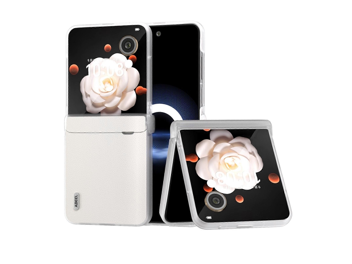 Capa De Celular Elegante Em Couro Com Borda Transparente Fosca Em Três Partes Para Honor Magic V Flip.