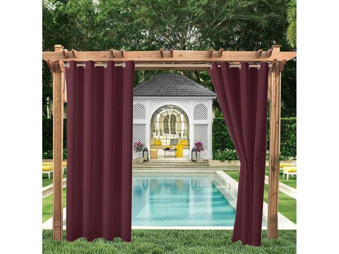 Cortina Blackout Térmica, Para Varanda E Jardim, Ilhós, Privacidade, Proteção Uv, Resistente Vento, 2 Peças, 132 X 238 Cm