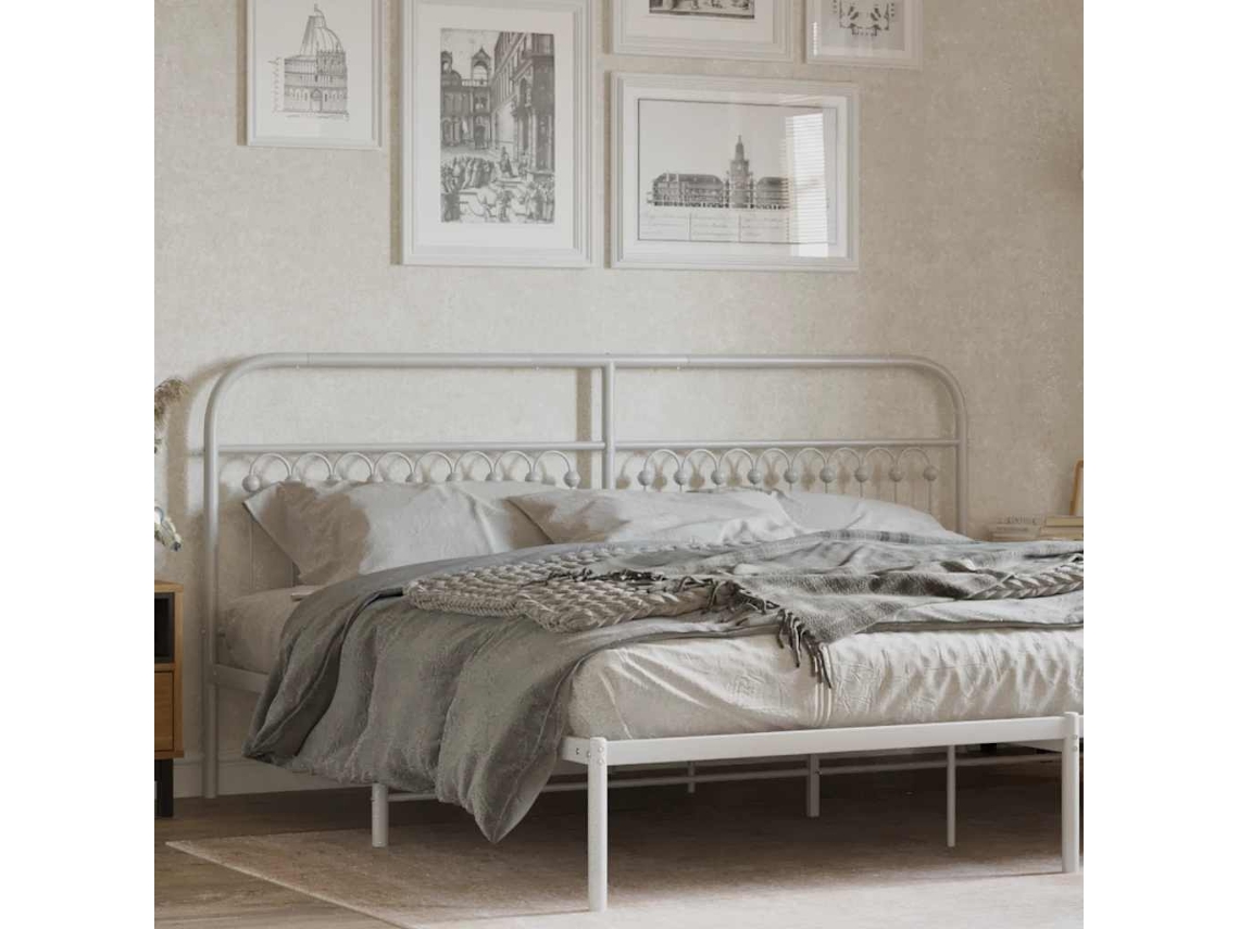 Vidaxl Cabeceira De Substituição 200 Cm Metal Branco
