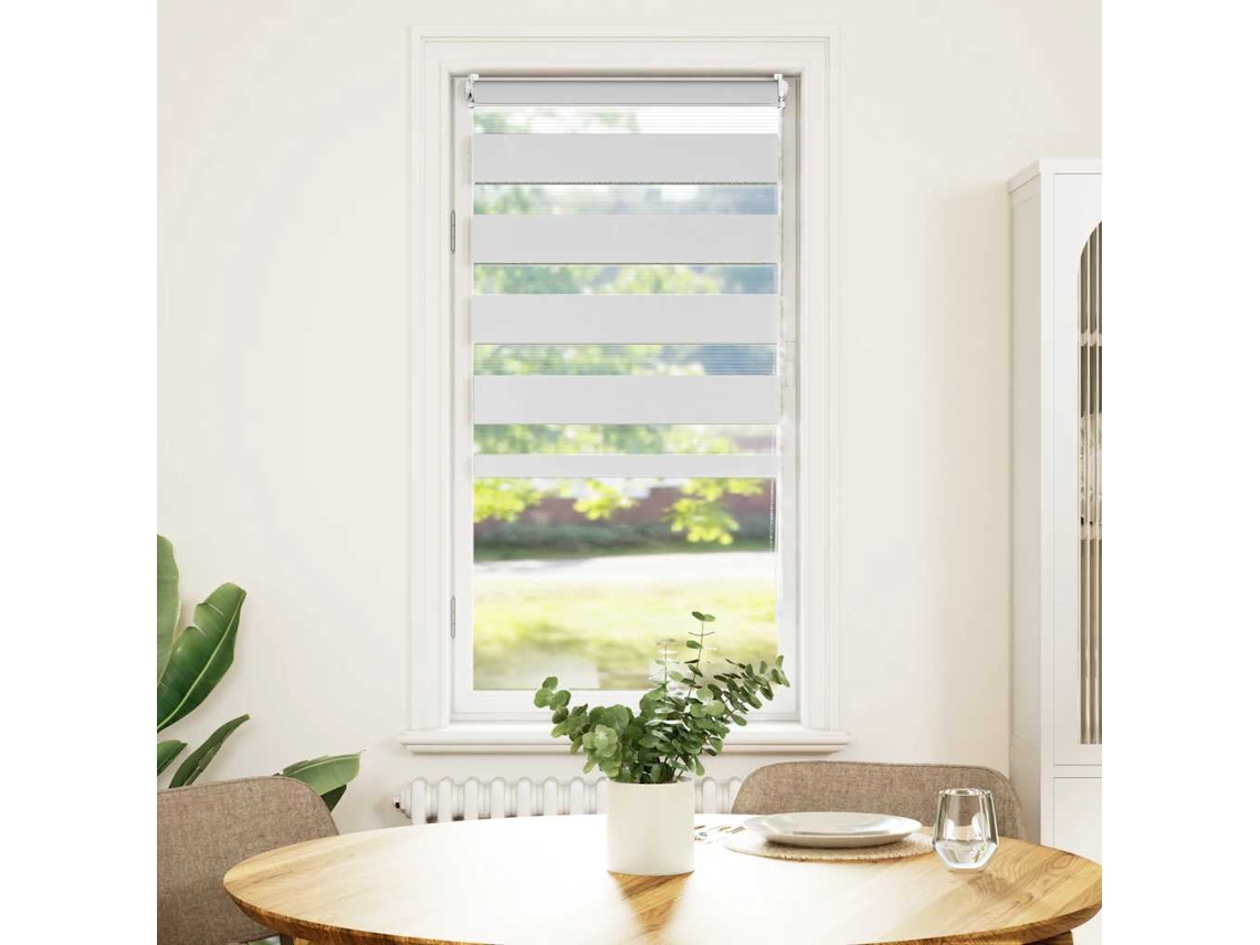 Vidaxl Cortina Zebra 80,9x150 Cm, Largura Do Tecido 76,7 Cm, Branca