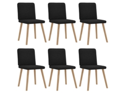 Vidaxl Cadeiras De Jantar 6 Pcs Tecido Preto