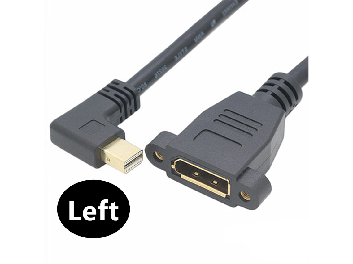 Cabo adaptador DisplayPort, DP fêmea para Mini DP macho, com orifícios duplos de funcionamento, suporta saída de resolução QXGA 2560x1600.