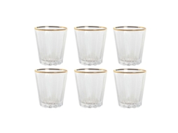 Conjunto de 6 copos de cristal dourado transparente com relevo Home Esprit 350ml