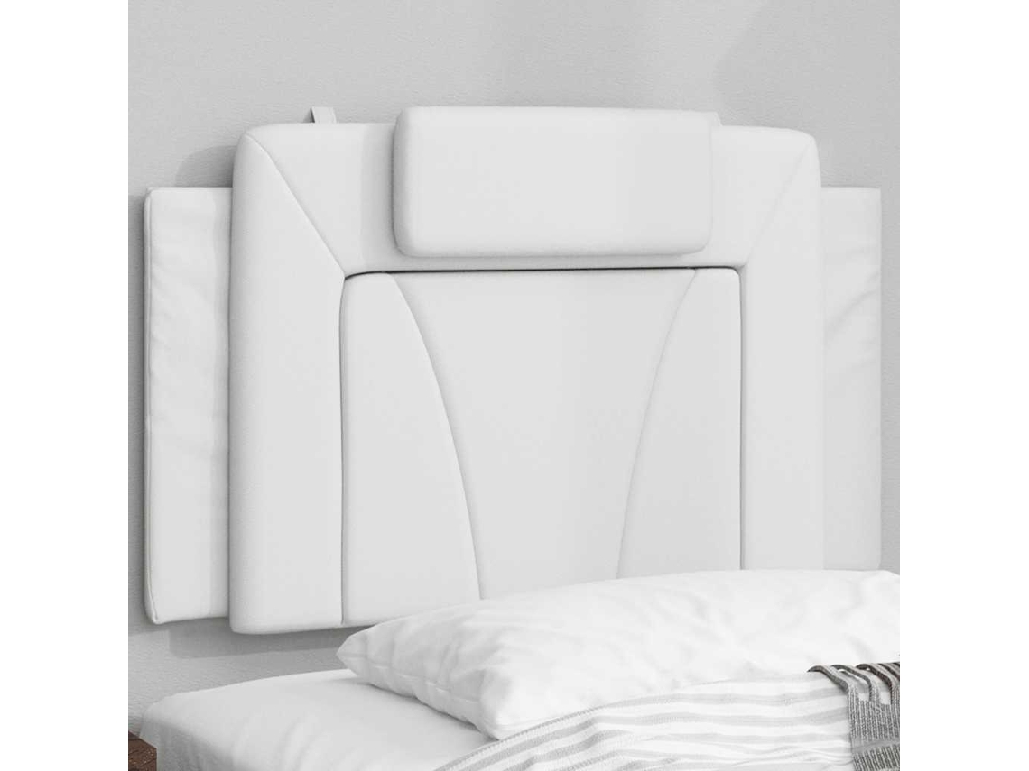 Vidaxl Almofadão De Cabeceira Viana 80 Cm Couro Artificial Branco