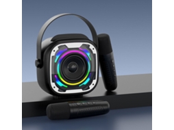 Mini Máquina De Karaokê Para Crianças E Adultos, Caixa De Som Bluetooth Portátil Com Microfone De Karaokê Sem Fio Aquaforge (preta)