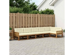 Vidaxl Conjunto De Sofás Para Exterior 6 Unid. Natural E Creme