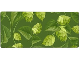 Mousepad Grande para Computador com Estampa de Lúpulo e Folhas Verdes, Base Borracha Antiderrapante, 40 X 90 C