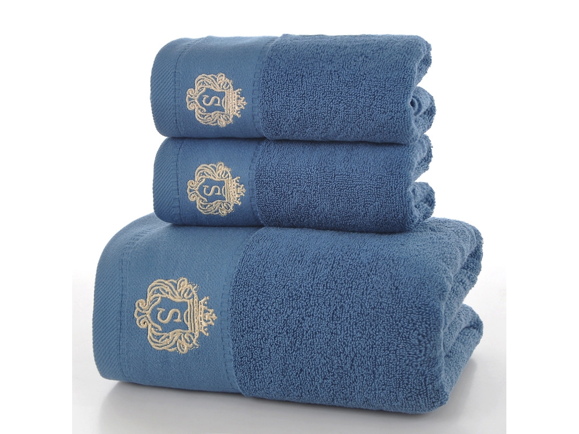 Conjunto De 3 Toalhas Em Puro Algodão Super Absorventes, De Secagem Rápida, Ideais Para Casas De Banho, Spas E Hotéis. Azul Pavão Hexinyigjly