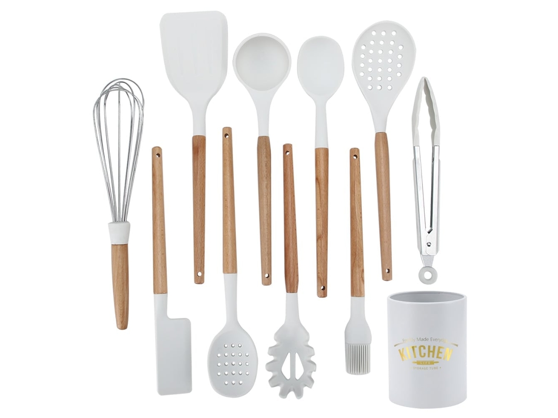 Kit 11 Utensílios Cozinha Silicone Branco LAXISCREED