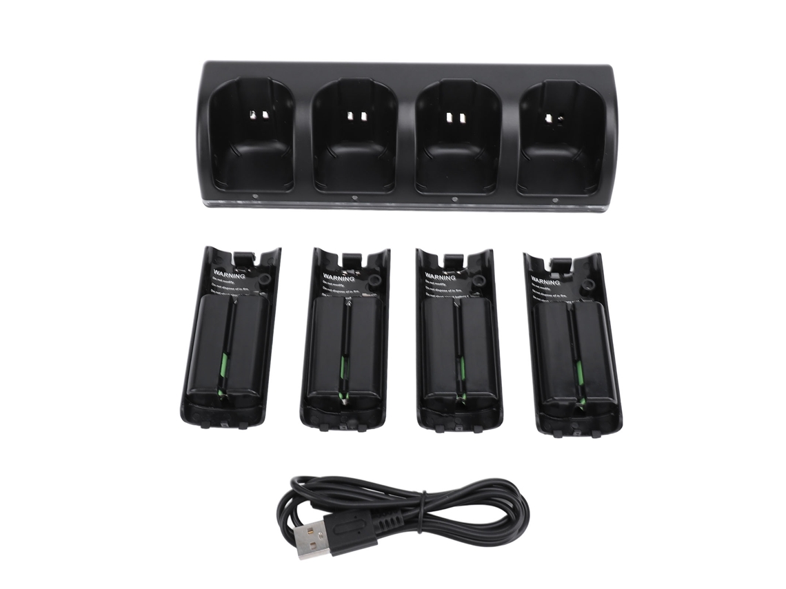 Conjunto de Carregador de Baterias para Controle Remoto Wii/wiiu, com 4 Baterias Recarregáveis de 2800mah. EOOCOO