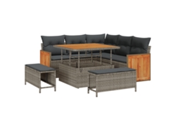 Conjunto 9 Conjunto De Sofá De Jardim Vidaxl Cinzento Vime Pe (216 X 216 X 85 Cm)