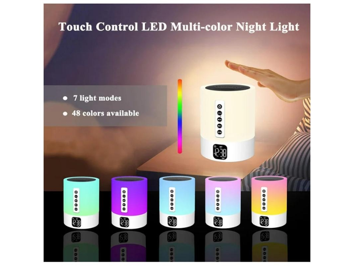 Alto Falante Bluetooth Com Luz Noturna Máquina De Ruído Branco Abajur De Cabeceira Com Despertador Para Crianças Abajur Multicolorido Para Yizhood
