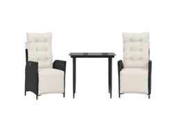 Jantar Set 3 Pcs for Garden with Almofadões Vime Pe Preto MAISON EXCLUSIVE (3 pcs)