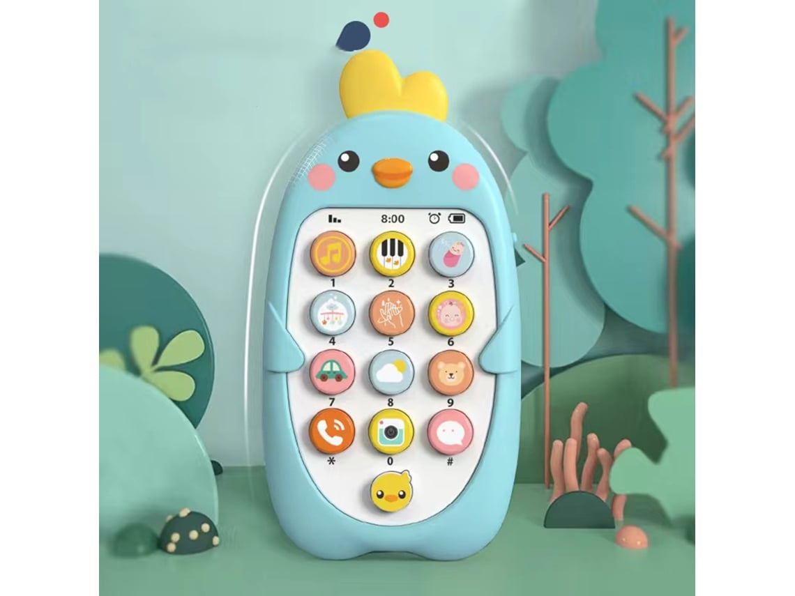 Primerox brinquedo Telefone Bebê Educativo Musical Simulação com Dentes Suave para 1 3 Anos Azul