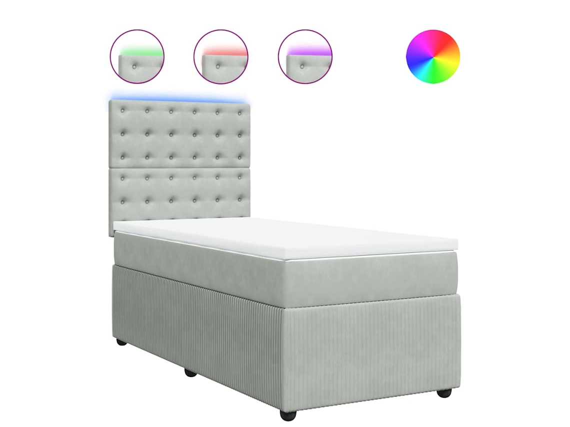 Cama com Molas/colchão 80x200 Cm Veludo Cinza claro MAISON EXCLUSIVE