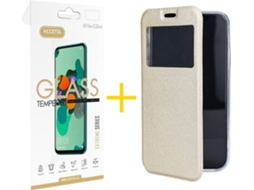 Kit Capa e Película Xiaomi Mi 10 Pro ACCETEL Gandy Flip (Dourado)