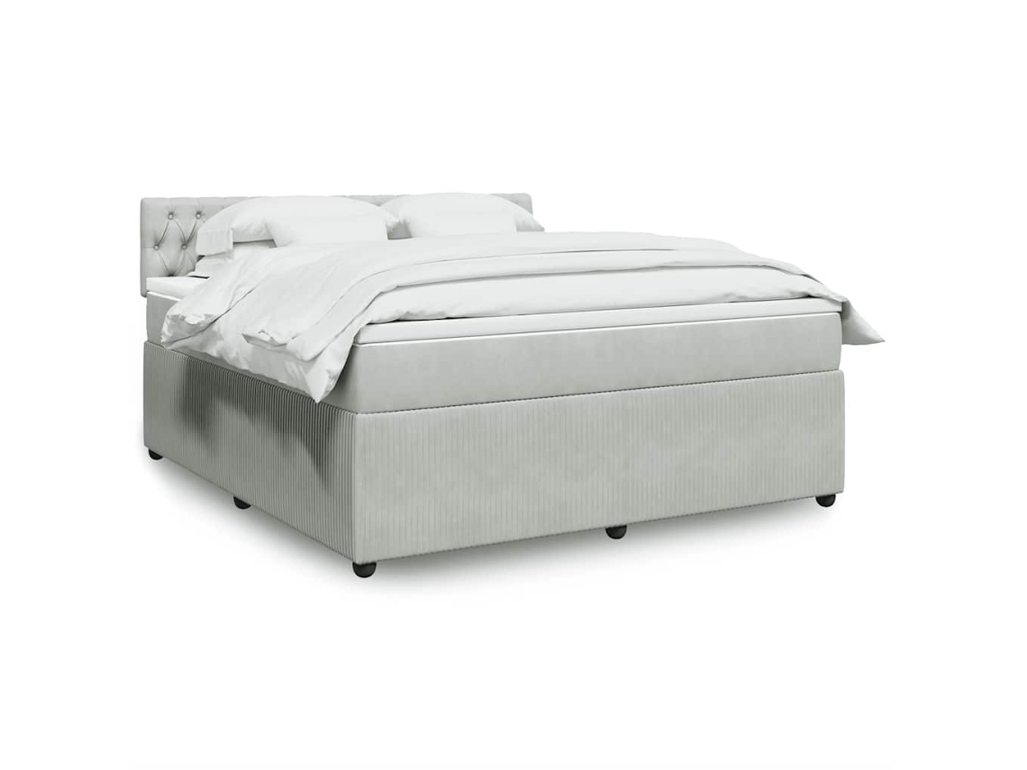 Vidaxl Cama Com Molas/colchão 180x200 Cm Veludo Cinzento-claro