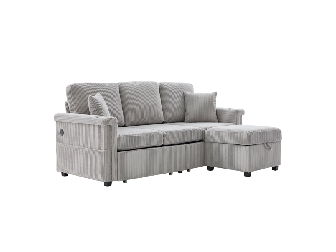 Sofá modular grande em formato de U, em chenille, com dois lugares, ideal para sala de estar, quarto e escritório. ORBITRA COMMERCE