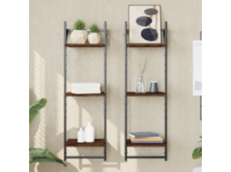 Vidaxl Estante 3 Prat. C/ Barras 2 Pcs 30x25x100 Cm Carvalho Castanho