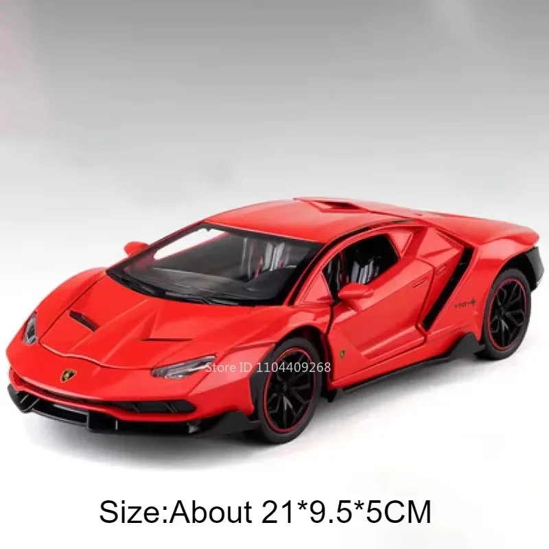 (lp770 Vermelho) Escala 1:24 - Modelo De Carro Em Metal Fundido - Efeitos Sonoros E De Luz - Portas Que Abrem
