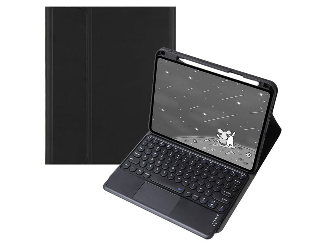 Elysve Capa Com Teclado Bluetooth Touchpad Magnético Para Xiaomi Poco Pad M1 12,1 Polegadas, Cor Preta