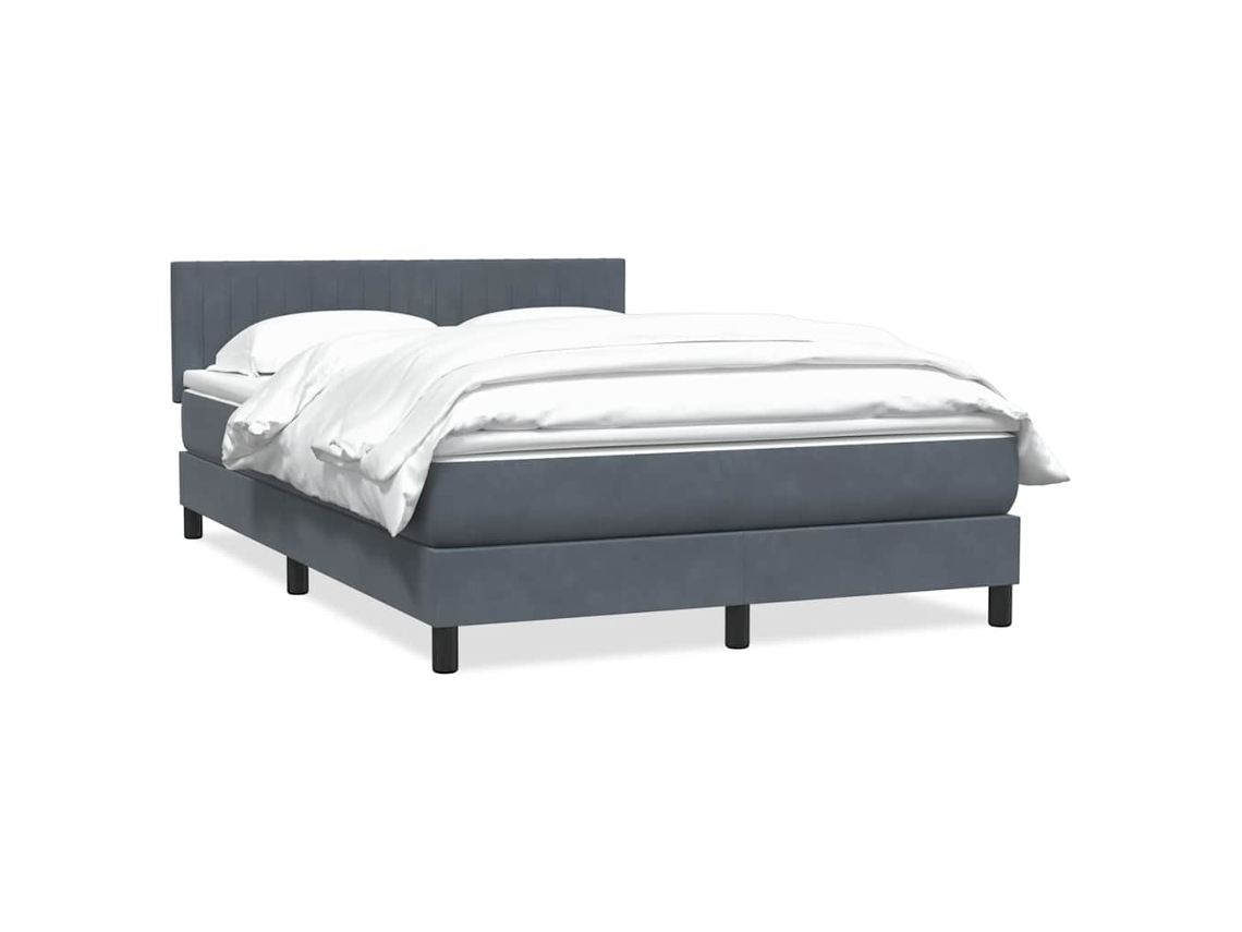 Vidaxl Cama Com Molas/colchão 160x210 Cm Veludo Cinzento-escuro