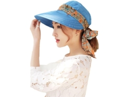 2026-gorra De Sol Plegable 2 En 1 Linjou Para Mujer Con Protección Cervical Upf 50+ Azul