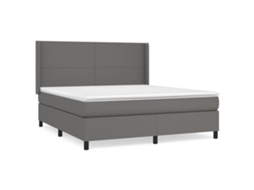 Cama com Molas Couro Artificial Cinza MAISON EXCLUSIVE 180x200 cm