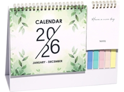 Calendário De Mesa 2026, Horizontal Pequeno Com Lista Tarefas E Notas