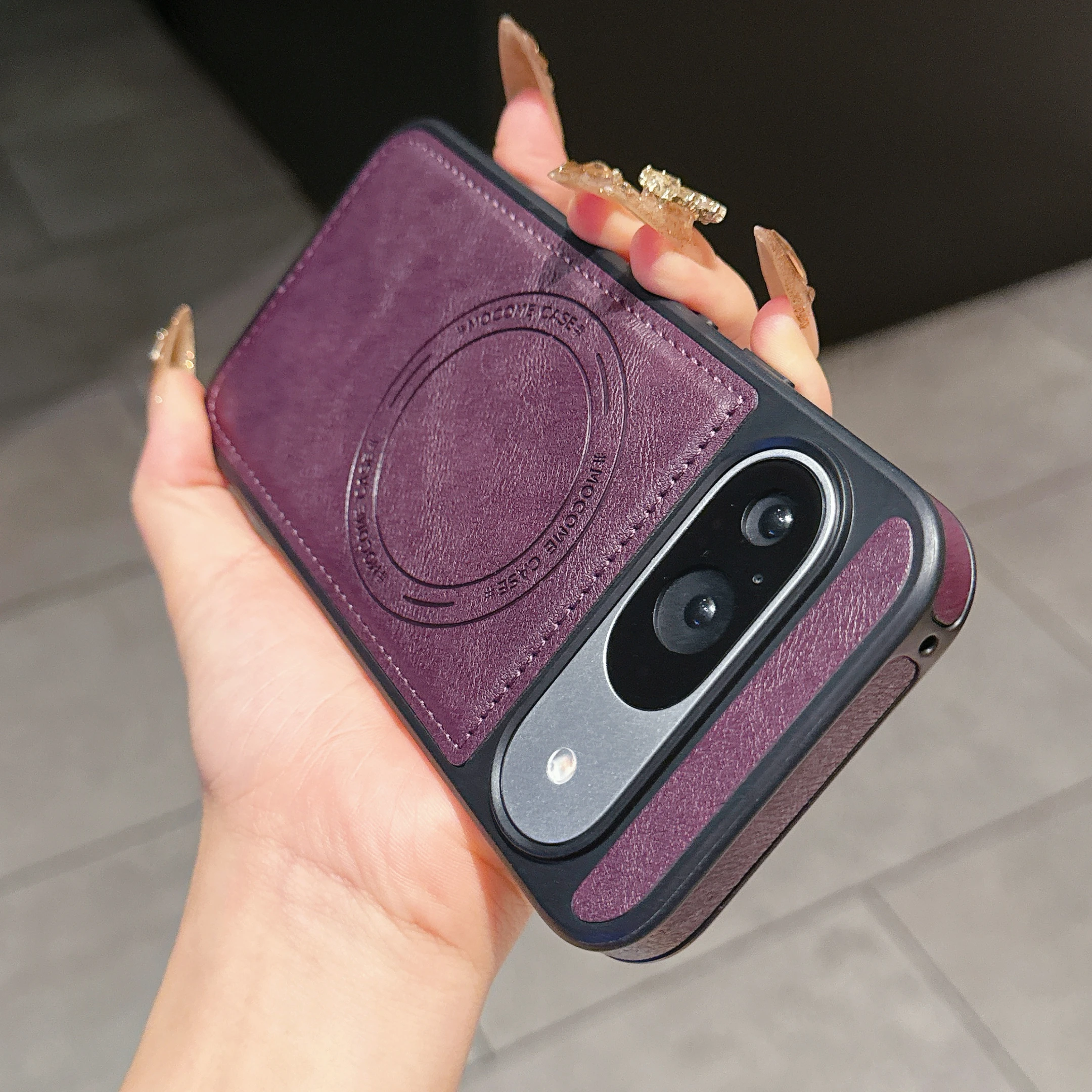 Capa Retrô Fosca Em Couro Pu Para Google Pixel 10 (roxa), Resistente A Impactos E Com Fecho Magnético.