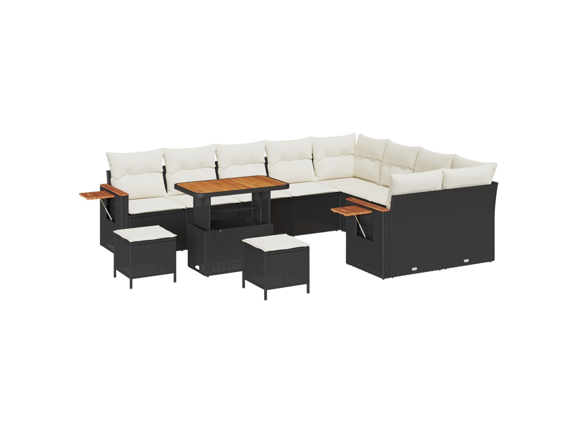 Conjunto 13 Conjunto De Sofá Modular Vidaxl Preto Vime Pe (289 X 234 X 85 Cm)