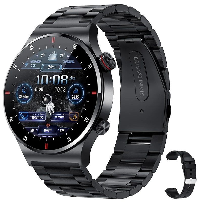 (pulseira De Aço Preta) Relógio Inteligente Gps Nfc Ecg+ppg Com Monitoramento De Saúde E Sono