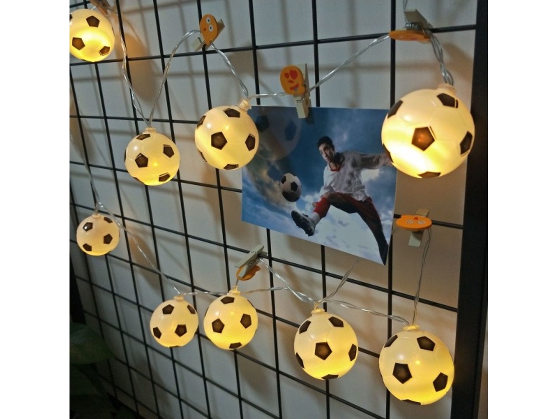 Cordão De Luzes Led Em Formato Bola Futebol, 3 M / 9,8 Pés, Com 20 Lâmpadas, Alimentado Por Bateria, Para Decoração Festas Casa E Quartos In