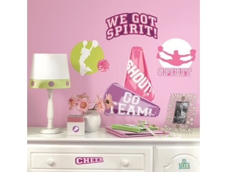 Adesivos reposicionáveis para colegas de quarto - Pom Pom Girl - 4 folhas 10 x 43 cm