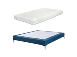 Cama com Colchão de Casal Lilla [EN.CASA] Veludo Azul (140x200cm)