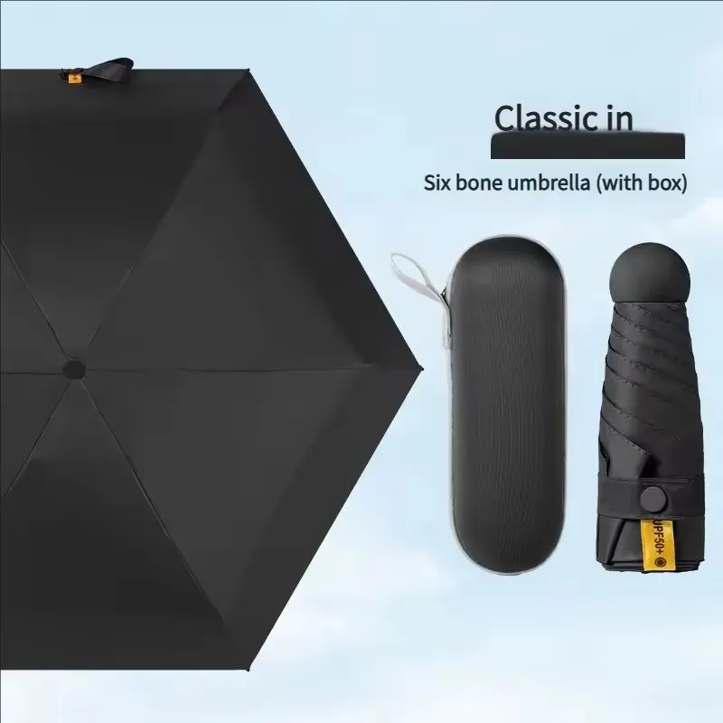 (preto 6k) Mini Porta De Compressão, Cápsula De Proteção Uv, Guarda-chuva Portátil Manual