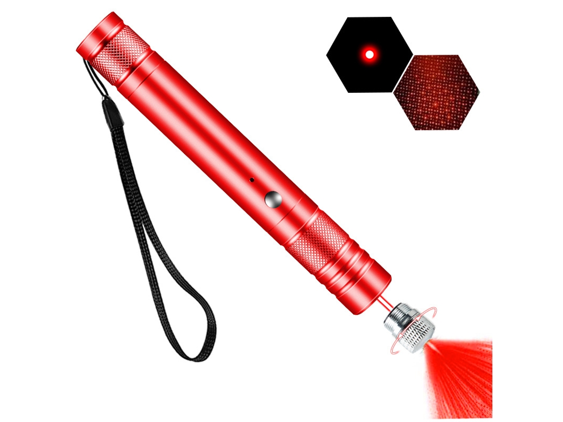 Ponteiro Laser Vermelho, Recarregável De Alta Potência, De Longo Alcance, Com Proteção Em Forma De Estrela Vermelho Hexinyigjly