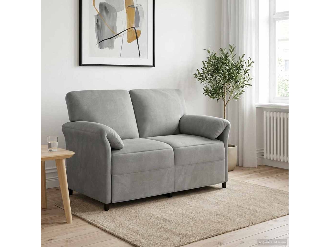 Vidaxl Sofá Para 2 Pessoas Cinzento-claro 138 X 83 X 95 Cm Veludo
