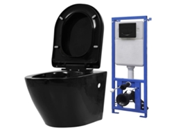 Wall Hung Toilet, Wall Hung Toilets Vidaxl Preto Cerâmica