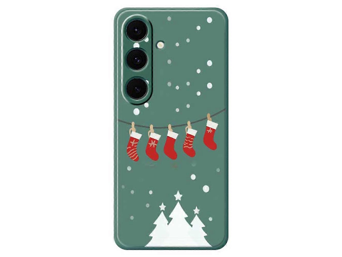Capa Tkdaddy Para Samsung Galaxy S25 Com Estampa De Meias De Natal E Bordas Retas Em Tpu, Capa Traseira Verde