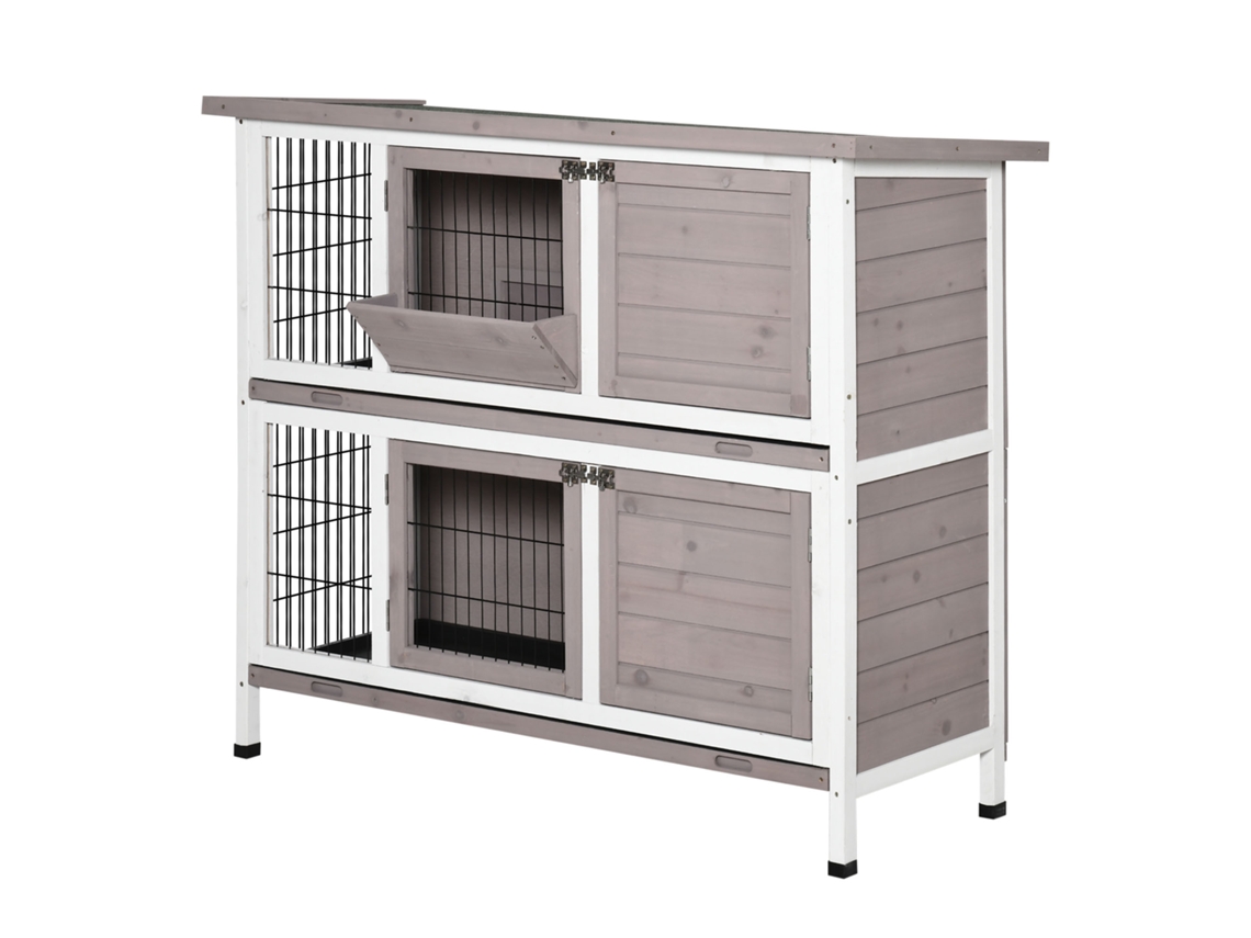 Coelheira Exterior 2 Níveis S/MARCA, 122x50x101cm, Areia, com Teto com Abertura, Comedouro, Rampa