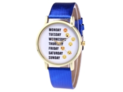 Relógio de Pulso Feminino de Quartzo Analógico com Pulseira Pu Estilo Clássico Simples Azul