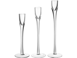 Conjunto De 3 Castiçais De Mesa De Vidro Com Haste Longa