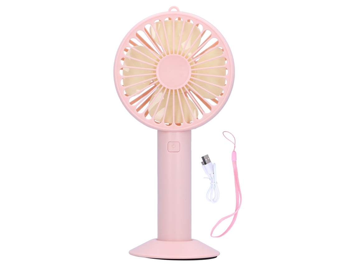 Ventilador Elétrico Portátil 4 Lâminas 3 Velocidades Rosa