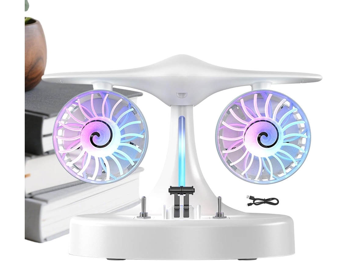 Ventilador De Mesa Recarregável Portátil Com Névoa E Luzes.
