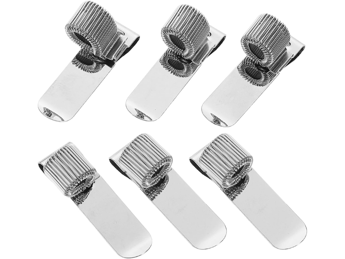 Solustre 6-Clips Metálicos Giratórios em Mangas com Mola Pressão para Fixação de Canetas, Apoio Individual