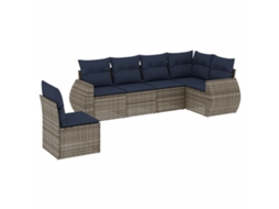 Conjunto de Sofá de Jardim, 6 Peças, Almofadas, Rattan Cinza MAISON EXCLUSIVE