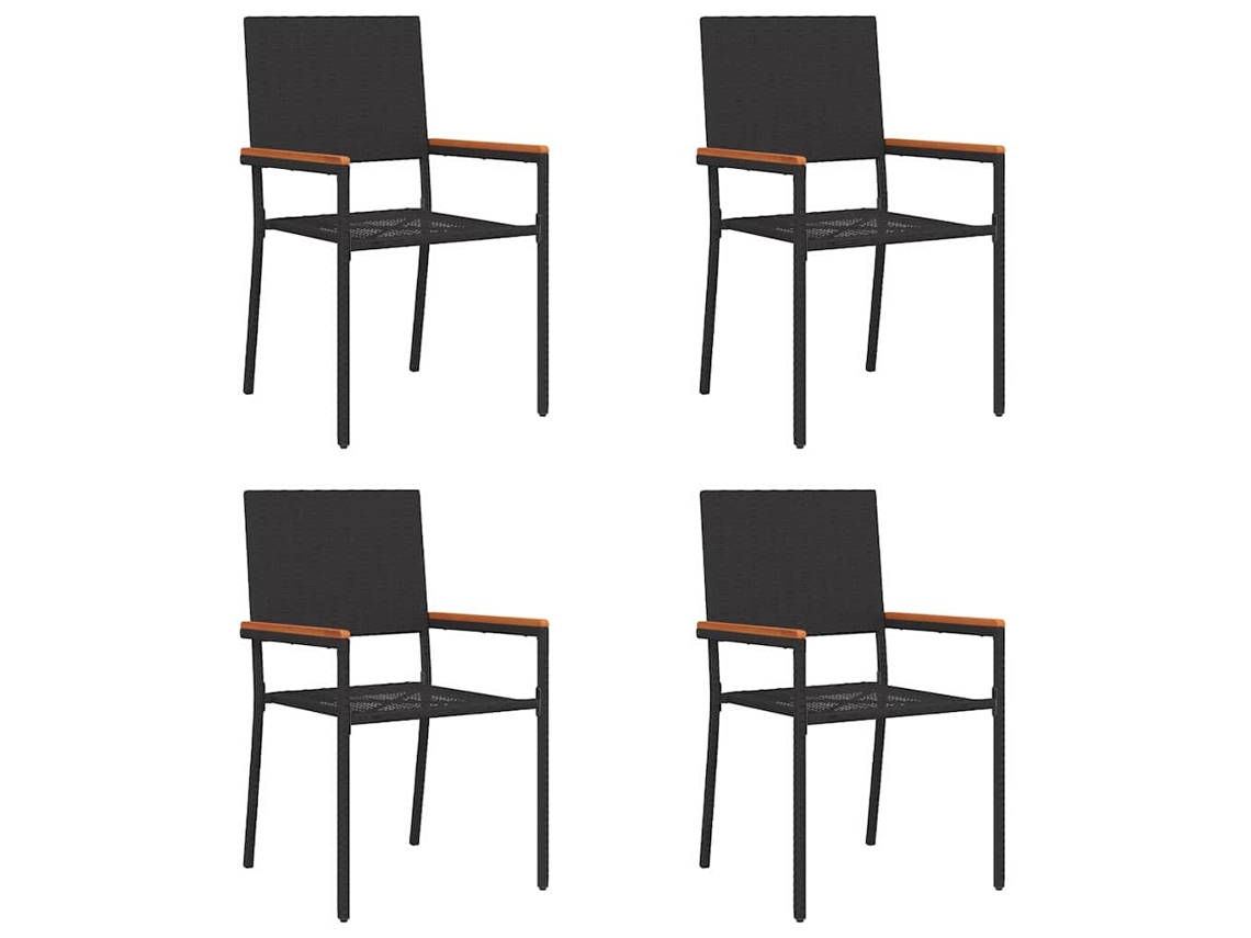 Conjunto 4 Assentos De Jardim Vidaxl Preto Vime Pe (54 X 56 X 90 Cm)