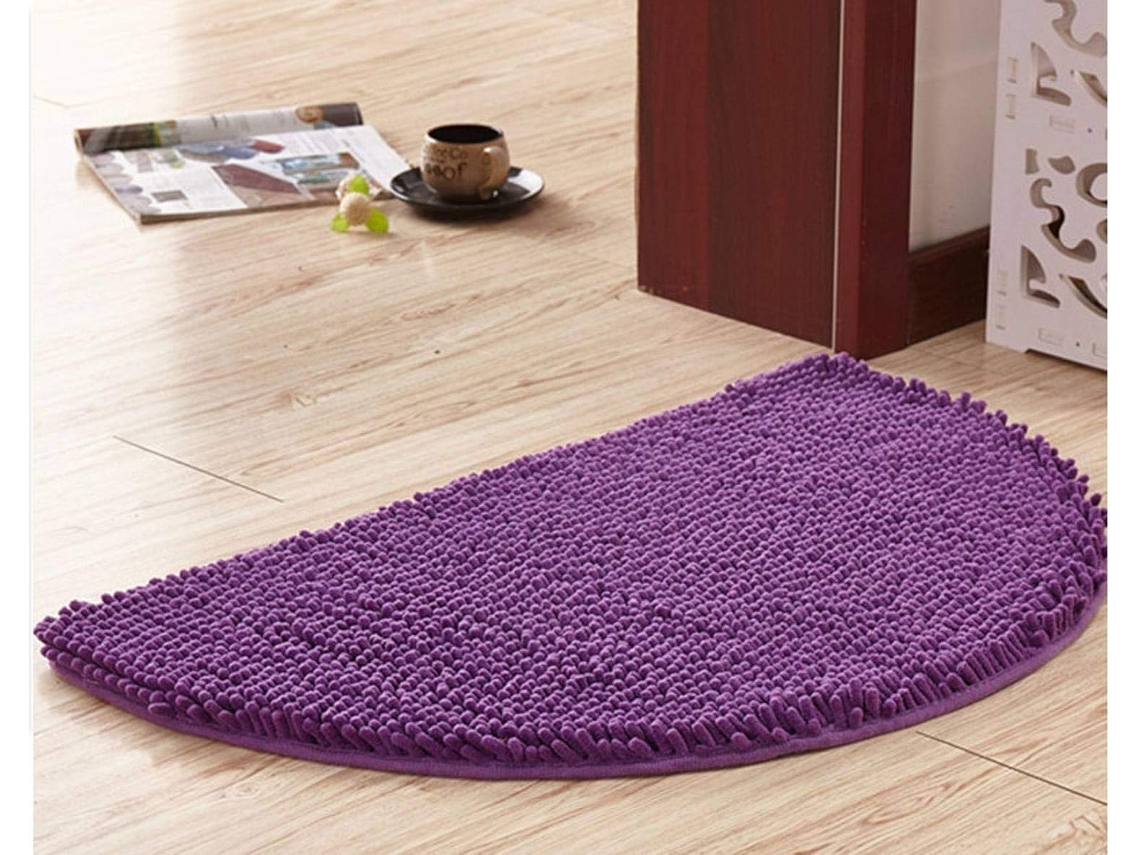 Tapete De Banho Meia Lua Em Chenille Absorvente 60x90cm Violeta