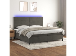 Vidaxl Cama Box Spring C/ Colchão/led 200x200cm Veludo Cinzento-escuro